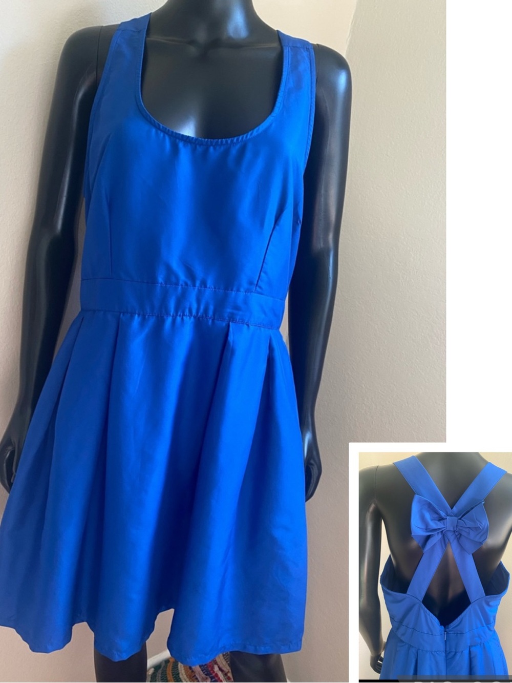 Charming Charlie Royal Blue Sleeveless Dress with Bow Backing and Pockets! ✨